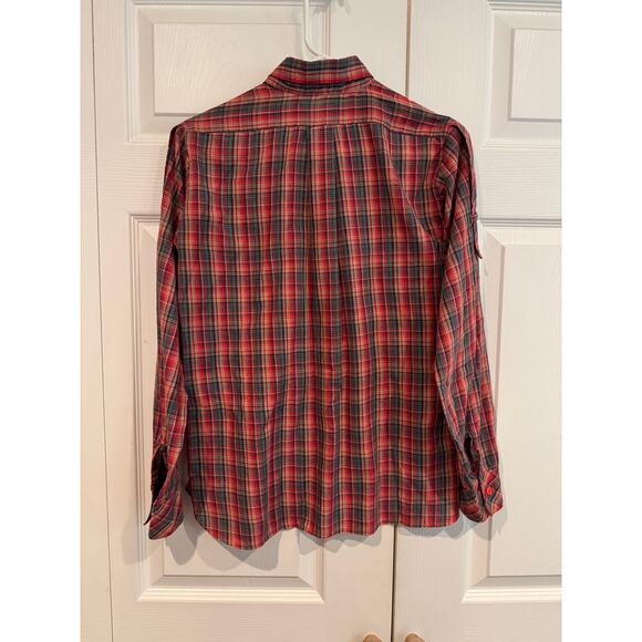 Vintage 80s Plaid Button down western long sleeve collared top Sz M - Picture 6 of 8